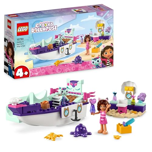 LEGO Gabby's Dollhouse Gabby & Meerkatze Schiff & Spa Boot Set mit Schönheitssalon, Puppenhaus mit Figuren und Zubehör, Spielset für Mädchen, Jungen, Kinder ab 4 Jahren 10786 von LEGO
