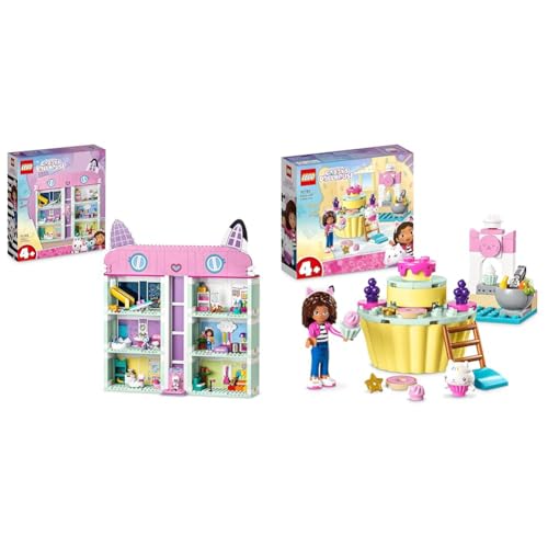LEGO 10788 Gabby's Dollhouse Spielzeug-Set, 8 Zimmer & 4 Etagen Gabbys Puppenhaus Spielzeug & 10785 Gabby's Dollhouse Kuchis Backstube Set von LEGO