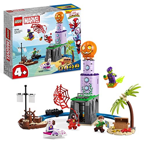 LEGO 10790 Marvel Spideys Team an Green Goblins Leuchtturm, Spielzeug für Kinder ab 4 Jahren mit Piratenschiff, Miles Morales Minifigur & mehr, Spidey und Seine Super-Freunde von LEGO