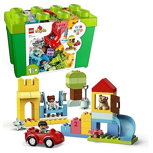 LEGO DUPLO Classic Steinebox - Montessori Spielzeug ab 1 Jahr - Lernspielzeug für Kleinkinder mit Auto, Zahlensteinen und Tierfiguren und Aufbewahrungsbox - Geschenk für Mädchen und Jungen 10914 von LEGO