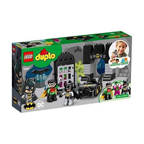 LEGO 10919 DUPLO Super Heroes DC Bathöhle mit Batmobil, Batman, Robin, Joker und Auto, Baby Spielzeug ab 2 Jahre, Kinderspielzeug, Motorikspielzeug von LEGO