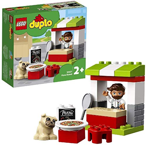 LEGO 10927 DUPLO Pizza-Stand, Spielzeug für Kleinkinder ab 2 Jahre, Konstruktionsspielzeug aus großen Bausteinen mit Pizza und Hundefigur von LEGO