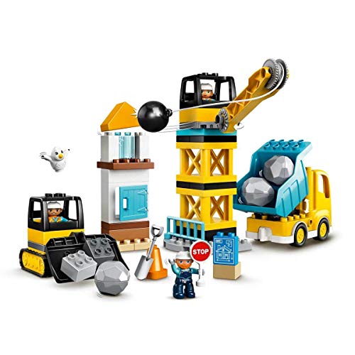 LEGO 10932 DUPLO Baustelle mit Abrissbirne, Spielzeug mit Baustellenfahrzeugen wie LKW, Kran und Bagger, Motorikspielzeug für Kinder ab 2 Jahre von LEGO