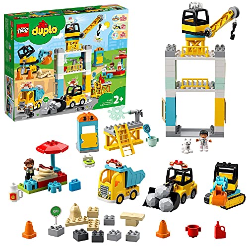 LEGO 10933 DUPLO Große Baustelle mit Licht und Ton, Fahrzeuge mit Push und Go Motor, Spielzeug für Kinder im Alter von 2–5 Jahren von LEGO