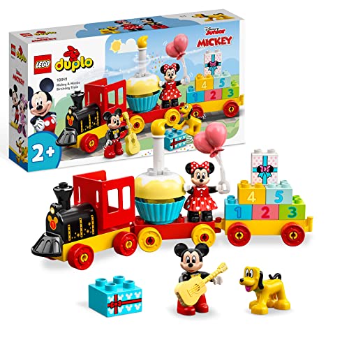 LEGO DUPLO Disney Mickys und Minnies Geburtstagszug, Zug-Spielzeug mit Kuchen und Ballons, inkl. Micky und Minnie Maus-Figuren, Geschenk für Kleinkinder, Mädchen und Jungen ab 2 Jahren 10941 von LEGO