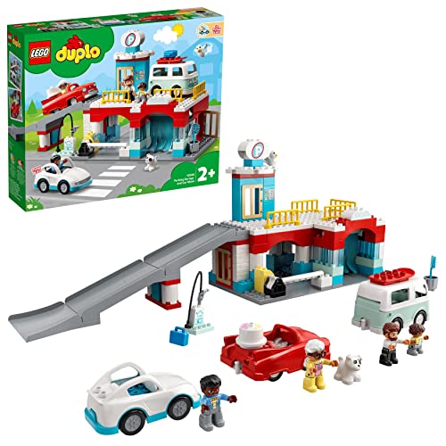 LEGO 10948 DUPLO Parkhaus mit Autowaschanlage, Spielzeugautos, Parkhaus Spielzeug für Kinder ab 2 Jahre, Kleinkinder Spielzeug von LEGO