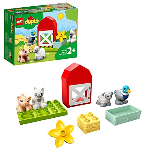 LEGO 10949 DUPLO Tierpflege auf dem Bauernhof Spielzeug für Kleinkinder ab 2 Jahren mit Figuren: Ente, Schwein, Schaf und Katze von LEGO