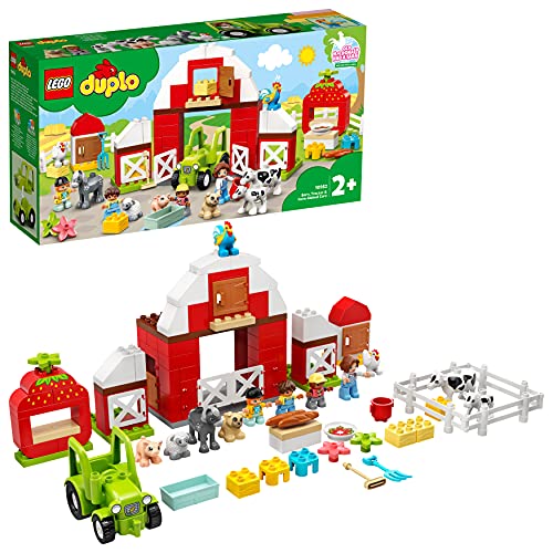 LEGO 10952 DUPLO Scheune, Traktor und Tierpflege Kleinkinder Spielzeug ab 2 Jahren mit Figuren: Pferd, Schwein und Kuh von LEGO