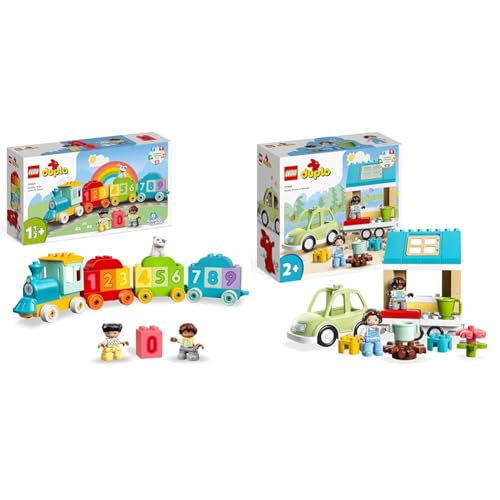LEGO 10954 DUPLO Zahlenzug - Zählen Lernen & 10986 DUPLO Zuhause auf Rädern, Spielzeugauto mit großen Steinen, Figuren und Spielzeugauto für Jungen und Mädchen ab 2 Jahre, entwickelt Feinmotorik von LEGO
