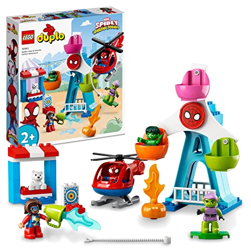 LEGO 10963 DUPLO Marvel Spider-Man & Friends: Jahrmarktabenteuer, Freizeitpark mit Spielzeug-Hubschrauber, Hulk und Green Goblin Figur, ab 2 Jahre LEGO 10963 DUPLO Marvel Spider-Man & Friends: Jahrmarktabenteuer, Freizeitpark mit Spielzeug-Hubschrauber, Hulk und Green Goblin Figur, ab 2 Jahre von LEGO