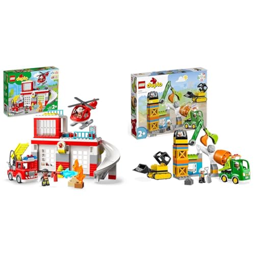 LEGO 10970 DUPLO Feuerwehrwache mit Hubschrauber & 10990 DUPLO Baustelle mit Baufahrzeugen von LEGO