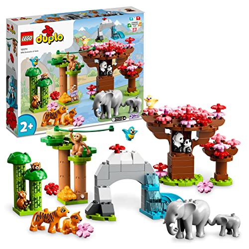 LEGO 10974 DUPLO Wilde Tiere Asiens, Spielzeug-Set aus Bausteinen mit Sound und Tierfiguren, mitunter Elefant, Panda und Tiger, inkl. Spielmatte, Geschenk für Kleinkinder, Mädchen und Jungen ab 2 von LEGO