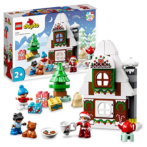 LEGO 10976 DUPLO Lebkuchenhaus mit Weihnachtsmann Figur, Weihnachtshaus-Spielzeug, Geschenk für Kleinkinder ab 2 Jahren, Bausteine, Lernspielzeug für Mädchen und Jungen von LEGO