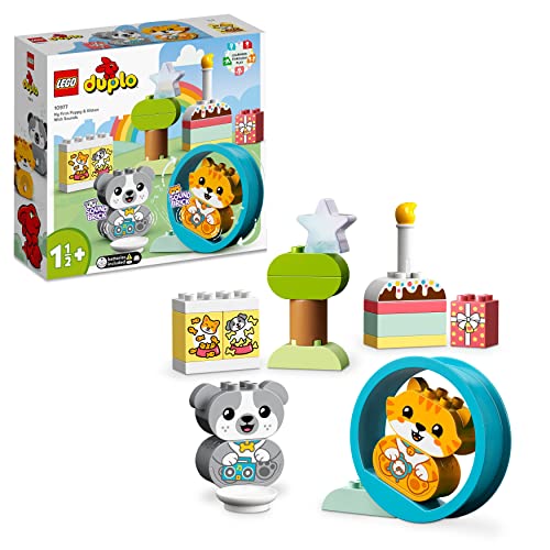 LEGO 10977 DUPLO Mein erstes Hündchen & Kätzchen - mit Ton, Steine für Kleinkinder von 1,5-3 Jahre, Spielzeug-Set mit Tieren zum Bauen für Jungen und Mädchen LEGO 10977 DUPLO Mein erstes Hündchen & Kätzchen - mit Ton, Steine für Kleinkinder von 1,5-3 Jahre, Spielzeug-Set mit Tieren zum Bauen für Jungen und Mädchen von LEGO