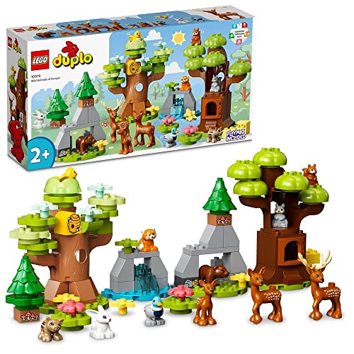 LEGO 10979 DUPLO Wilde Tiere Europas, Entwicklungsspielzeug für 2-Jährige, Hirsch, Bär, Fuchs und Eichhörnchen als Minifiguren von LEGO