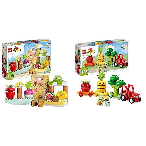 LEGO 10983 DUPLO My First Biomarkt & 10982 Obst- und Gemüse-Traktor, Spielzeug zum Sortieren und Stapeln für Babys und Kleinkinder im Alter von 1 von LEGO