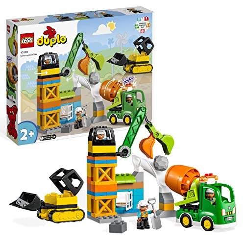 LEGO DUPLO Baustelle mit Baufahrzeugen, Kran, Bulldozer und Betonmischer-Spielzeug für 2-jährige Jungen und Mädchen mit großen Steinen 10990 LEGO DUPLO Baustelle mit Baufahrzeugen, Kran, Bulldozer und Betonmischer-Spielzeug für 2-jährige Jungen und Mädchen mit großen Steinen 10990 von LEGO