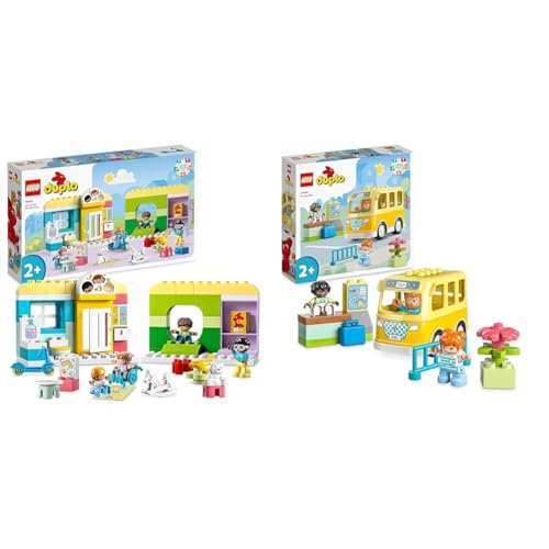 LEGO 10992 DUPLO Spielspaß in der Kita & 10988 DUPLO Die Busfahrt Set, Bus-Spielzeug zum Aufbau sozialer Fähigkeiten von LEGO