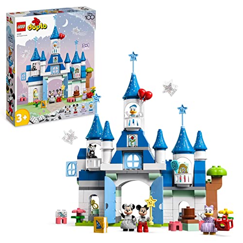 LEGO DUPLO Disney 3-in-1-Zauberschloss, BAU-Spielzeug mit Micky Maus, Minnie, Donald Duck und Daisy Figuren, für Kleinkinder und Kinder ab 3 Jahren, Disney's 100. Jubiläum-Set 10998 von LEGO