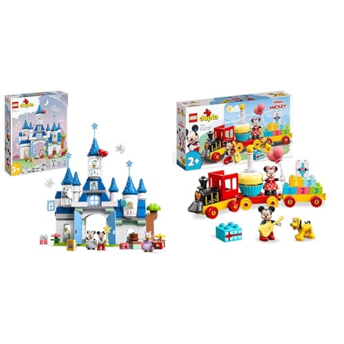 LEGO 10998 DUPLO Disney 3in1-Zauberschloss, BAU-Spielzeug & 10941 DUPLO Disney Mickys und Minnies Geburtstagszug von LEGO