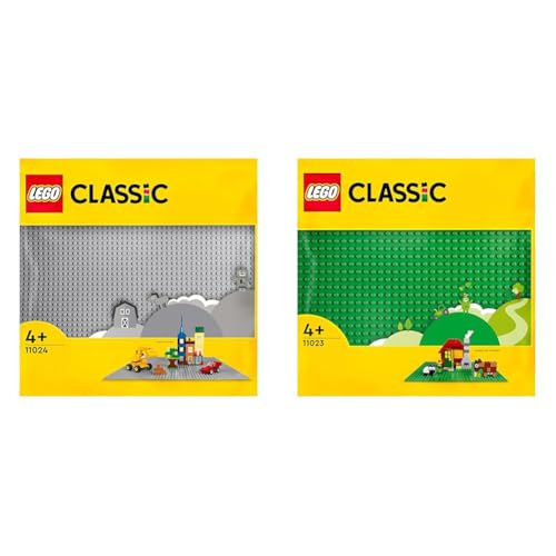 LEGO 11024 Classic Graue Bauplatte, quadratische Grundplatte mit 48x48 Noppen & 11023 Classic Grüne Bauplatte, quadratische Grundplatte mit 32x32 Noppen als Basis für Konstruktionen LEGO 11024 Classic Graue Bauplatte, quadratische Grundplatte mit 48x48 Noppen & 11023 Classic Grüne Bauplatte, quadratische Grundplatte mit 32x32 Noppen als Basis für Konstruktionen von LEGO