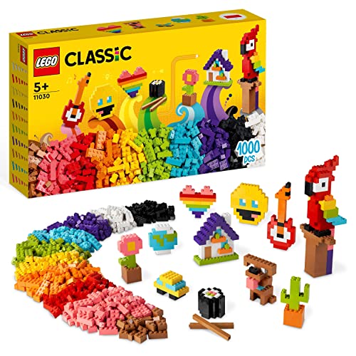 LEGO 11030 Classic Großes Kreativ-Bauset Konstruktionsspielzeug-Set, Baue EIN Smiley Emoji, Papagei, Blumen & mehr, kreative Bausteine für Kinder, Jungen, Mädchen ab 5 Jahren LEGO 11030 Classic Großes Kreativ-Bauset Konstruktionsspielzeug-Set, Baue EIN Smiley Emoji, Papagei, Blumen & mehr, kreative Bausteine für Kinder, Jungen, Mädchen ab 5 Jahren von LEGO