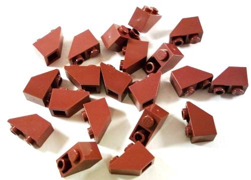 LEGO 20 Stück Schräg / Dachstein 45° invers 2x1 Noppen in neu-braun. von LEGO
