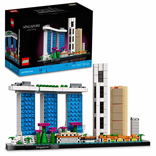 LEGO 21057 Architecture Singapur Skyline-Set, Modellbausatz mit Marina Bay Sands, Set zum Stressabbau, Home- und Büro-Deko zum Basteln und Sammeln für Erwachsene, Geschenk für Frauen und Männer von LEGO