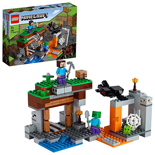 LEGO Minecraft Die verlassene Mine Bauset, Zombiehöhle mit Figuren: Schleim, Steve und Spinne 21166 von LEGO