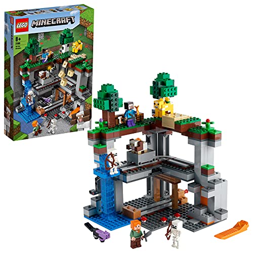 LEGO 21169 Minecraft Das erste Abenteuer Spielset mit Steve, Alex, 2 Skeletten, Katze, Moobloom und Schaf, Spielzeug für Jungen und Mädchen von LEGO