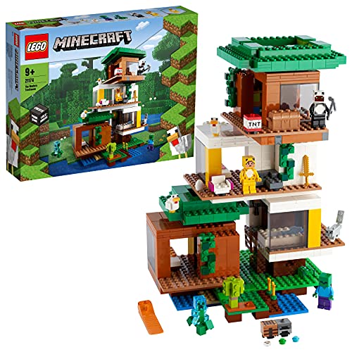 LEGO 21174 Minecraft Das moderne Baumhaus Spielzeug, Set für Jungen und Mädchen ab 9 Jahren mit Figuren von LEGO