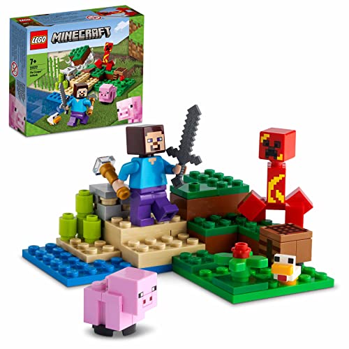 LEGO 21177 Minecraft Der Hinterhalt des Creeper, Spielzeugset mit Steve, Schweinchen- und Kükenfiguren, Kinderspielzeug ab 7 Jahren mit Minifiguren LEGO 21177 Minecraft Der Hinterhalt des Creeper, Spielzeugset mit Steve, Schweinchen- und Kükenfiguren, Kinderspielzeug ab 7 Jahren mit Minifiguren von LEGO