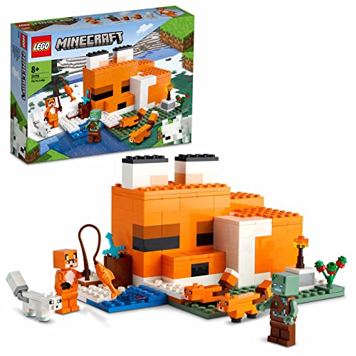 LEGO Minecraft Die Fuchs-Lodge, Spielzeug für Jungen und Mädchen ab 8 Jahren mit Figuren von ertrunkenem Zombie und Tieren, Kinderspielzeug 21178 von LEGO