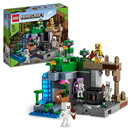 LEGO Minecraft Das Skelettverlies, Set mit Höhlen, Skelettfiguren, feindlichen Kreaturen und Zubehör, Spielzeug für Kinder 21189 von LEGO