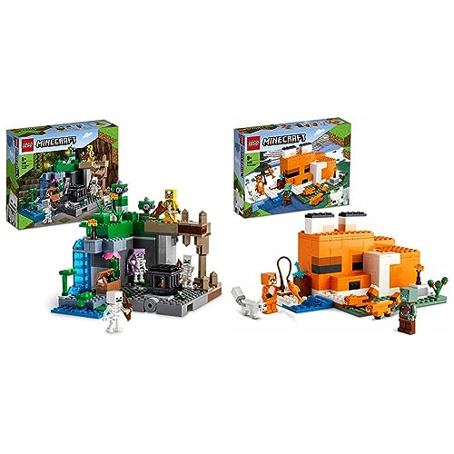 LEGO 21189 Minecraft Das Skelettverlies, Set mit Höhlen & 21178 Minecraft Die Fuchs-Lodge, Spielzeug für Jungen und Mädchen ab 8 Jahren mit Figuren von ertrunkenem Zombie und Tieren, Kinderspielzeug von LEGO