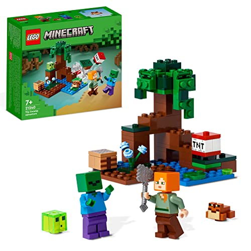 LEGO Minecraft Das Sumpfabenteuer Set, Spielzeug mit Figuren mit Alex- und Zombie-Figuren im Biom, Geburtstagsgeschenk für Kinder ab 8 Jahren 21240 von LEGO