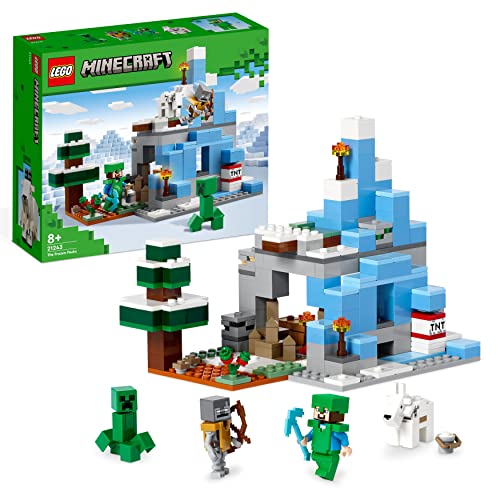 LEGO Minecraft Die Vereisten Gipfel, Set mit Steve-, Creeper- und Ziegen-Figuren, eisiges Biom und Höhle, Videospiel, Spielzeug mit Zubehör 21243 von LEGO