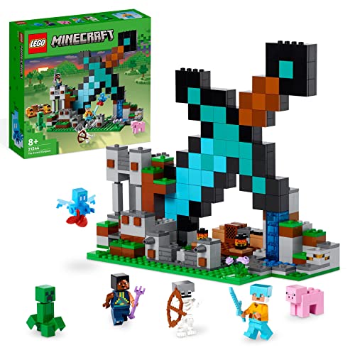 LEGO Minecraft Der Schwert-Außenposten Set, Spielzeug mit Creeper, Soldat, Wachkrieger und Skelett-Figuren, Set für Jungen und Mädchen ab 8 Jahren 21244 von LEGO