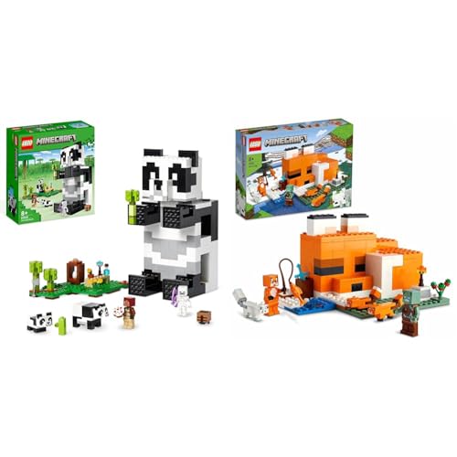 LEGO 21245 Minecraft Das Pandahaus Set & 21178 Minecraft Die Fuchs-Lodge, Spielzeug für Jungen und Mädchen ab 8 Jahren mit Figuren von ertrunkenem Zombie und Tieren, Kinderspielzeug von LEGO