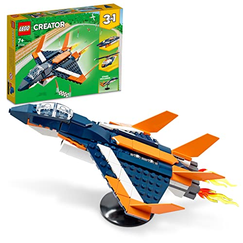 LEGO Creator 3-in-1 Überschalljet, Flugzeug, Hubschrauber und Boot, 3 Modelle zum Bauen, Spielzeug ab 7 Jahre 31126 von LEGO