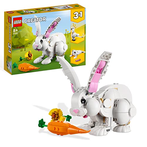 LEGO Creator 3in1 Weißer Hase Tierspielzeug Set mit Hasen-, Robben- und Papageienfiguren, Baustein-Konstruktionsspielzeug für Kinder ab 8 Jahren 31133 von LEGO