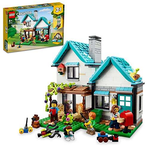 LEGO Creator 3in1 Gemütliches Haus Set, Modellbausatz mit 3 verschiedenen Häusern Plus Familien-Minifiguren und Zubehör, Geschenk für Kinder, Jungen und Mädchen 31139 von LEGO