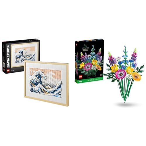LEGO 31208 Art Hokusai – Große Welle & 10313 Icons Wildblumenstrauß-Set, künstliche Blumen mit Mohn und Lavendel zum Basteln für Erwachsene, Geschenk für Sie & Ihn, Botanical Collection von LEGO