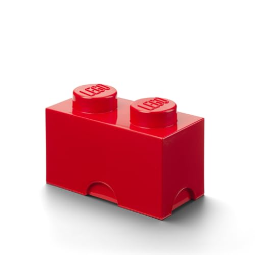 LEGO Aufbewahrungsstein, 2 Noppen, Stapelbare Aufbewahrungsbox, 2,6 l, rot von Room Copenhagen