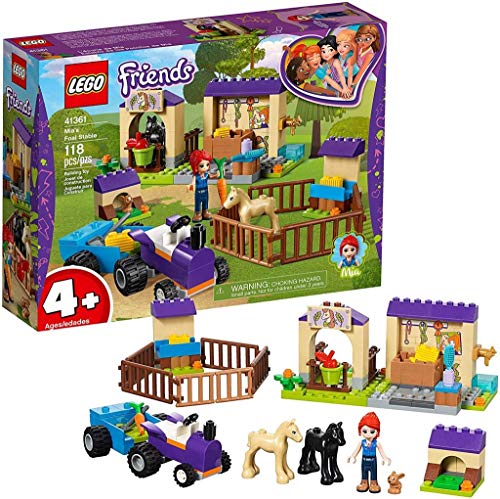 LEGO 41361 Friends Mias Fohlenstall, Spielset mit Mia als Minipuppe, 2 Fohlenfiguren, Kaninchenfigur und Traktor mit Anhänger, Farmspielzeuge für Kinder von LEGO