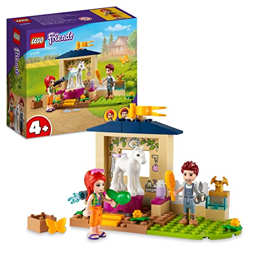 LEGO 41696 Friends Ponypflege, Pferdestall mit Pferd-Figur und Mia Mini-Puppe, Bauernhof-Spielzeug für Kinder ab 4 Jahre, Pferd Spielzeug für Jungen und Mädchen von LEGO