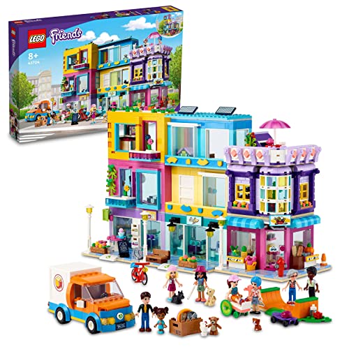 LEGO 41704 Friends Wohnblock in Heartlake City mit Friseursalon und Café, Puppenhaus mit 7 Minipuppen, Hausmodell mit Wohngebäuden, Geschenkidee Weihnachten von LEGO