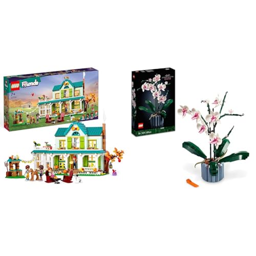 LEGO 41730 Friends Autumns Haus, Puppenhaus mit Tierfiguren und Zubehör & Icons Orchidee, Künstliche Pflanzen Set mit Blumen von LEGO