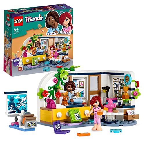 LEGO 41740 Friends Aliyas Zimmer, Übernachtungsparty-Spielzeug zum Sammeln mit Paisley aus der Serie 2023 und Hündchen-Figur für Mädchen und Jungen ab 6 Jahren von LEGO