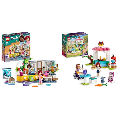 LEGO 41740 Friends Aliyas Zimmer & 41753 Friends Pfannkuchen-Shop Set, Kreatives Spielzeug für Jungen und Mädchen ab 6 Jahren mit Paisley und Luna Mini-Puppen sowie Hasen-Figur, Geschenk für Kinder von LEGO